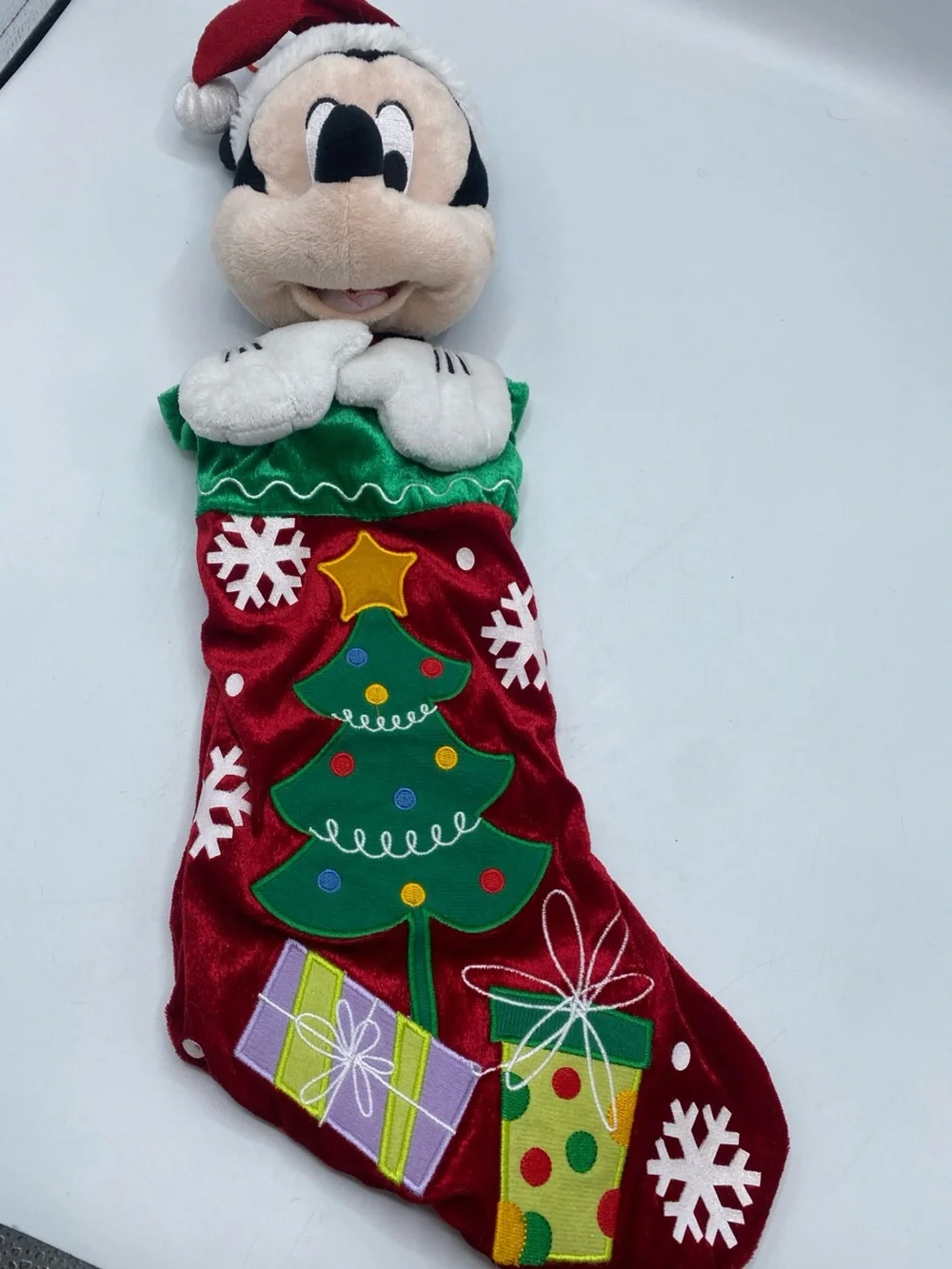 Christmas Disney Mickey Mouse 3D Stocking Plush Stuffed Holiday Festive Themed